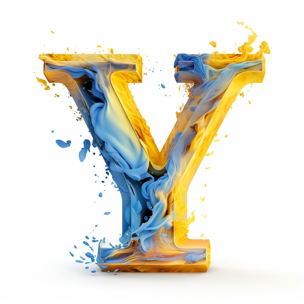 Flame Blue Yellow Letter Y on white background