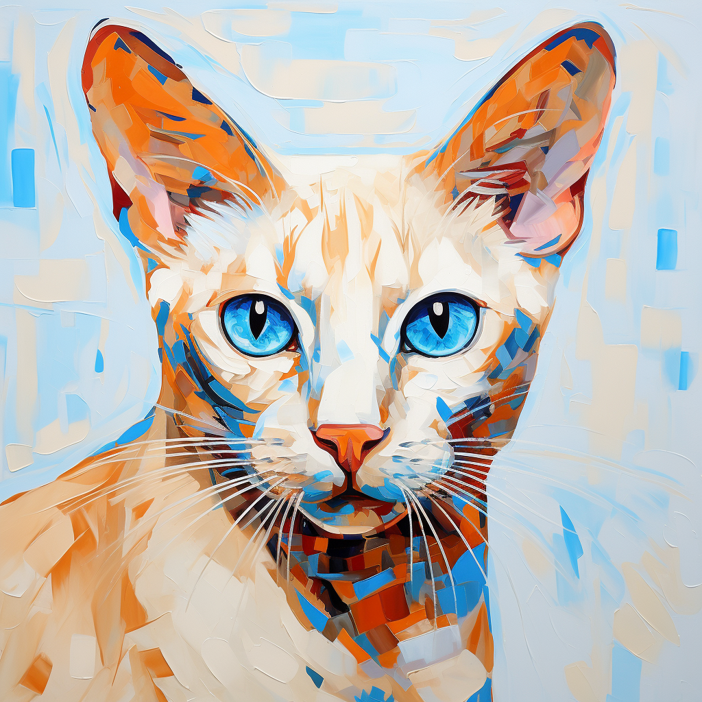 Flame Point Siamese Cat with Picasso-like Style