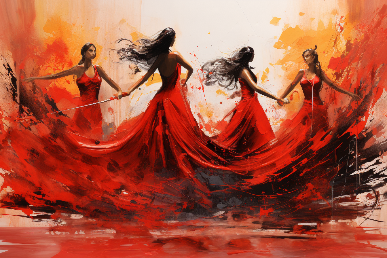 Abstract art graffiti with flamenco dancers