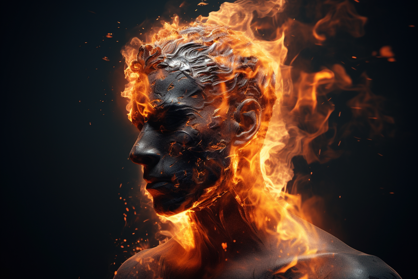 3D Render of Flames Burning Head