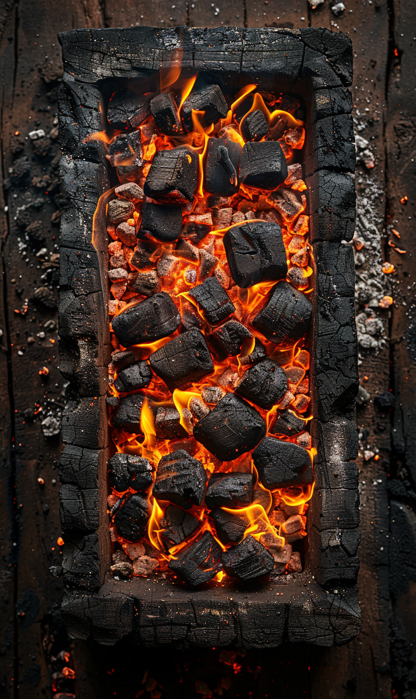 Flaming Charcoal Grill Table Top