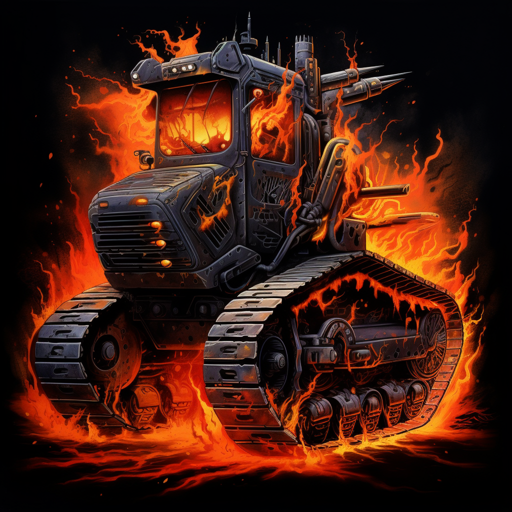 Flaming Killdozer Tattoo Design Image