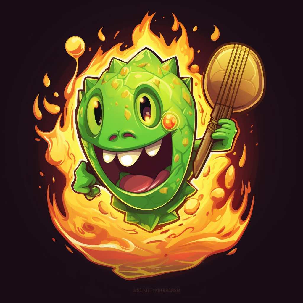 Flaming Pickleball in Hearthstone Style