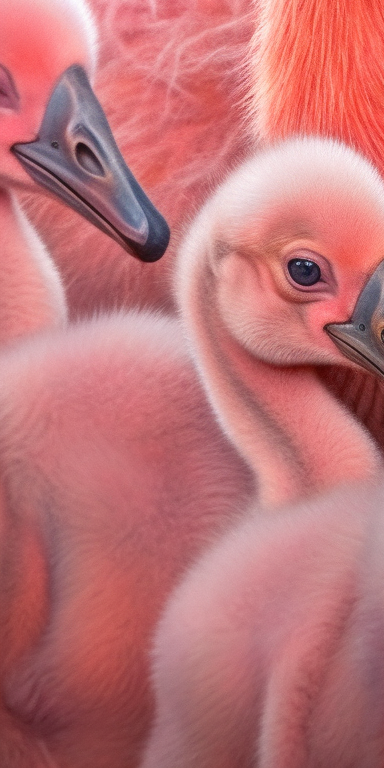 Close-up view of flamingo nest with babies