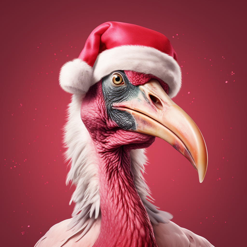 Flamingo Santa Claus Head in Comic Style