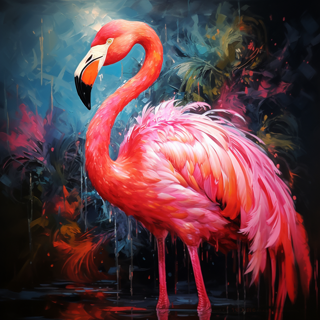 Beautiful flamingo oil painting