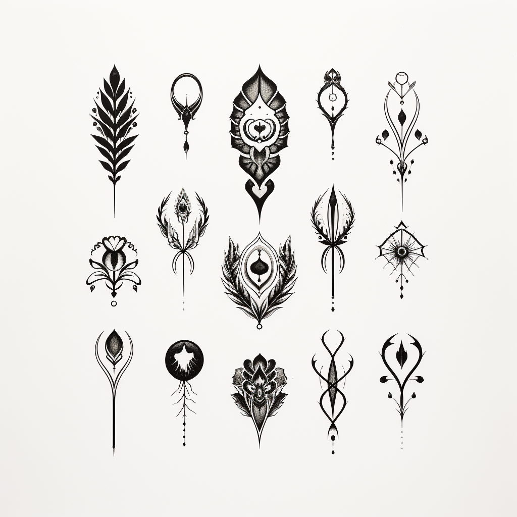 Flash sheet ornamental style tattoo in black and white