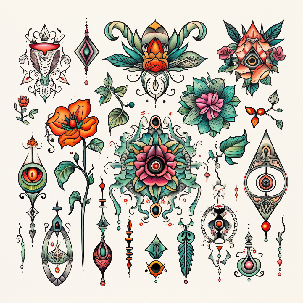 Ornamental Style Tattoo Flash Sheet