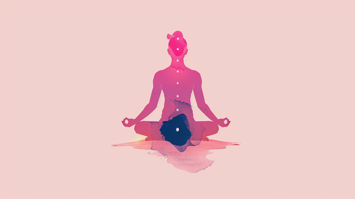 Minimalistic pink chakra meditation character