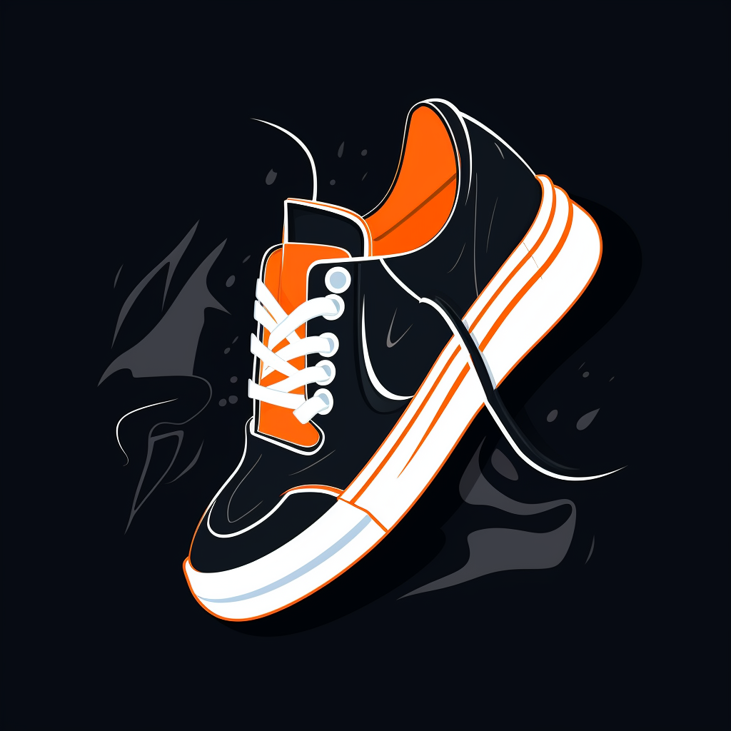 Stylish shoes with orange and white design