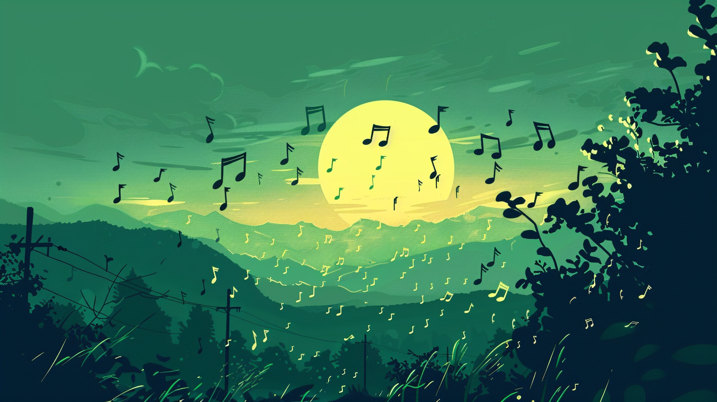 Vector flat elements floating music notes