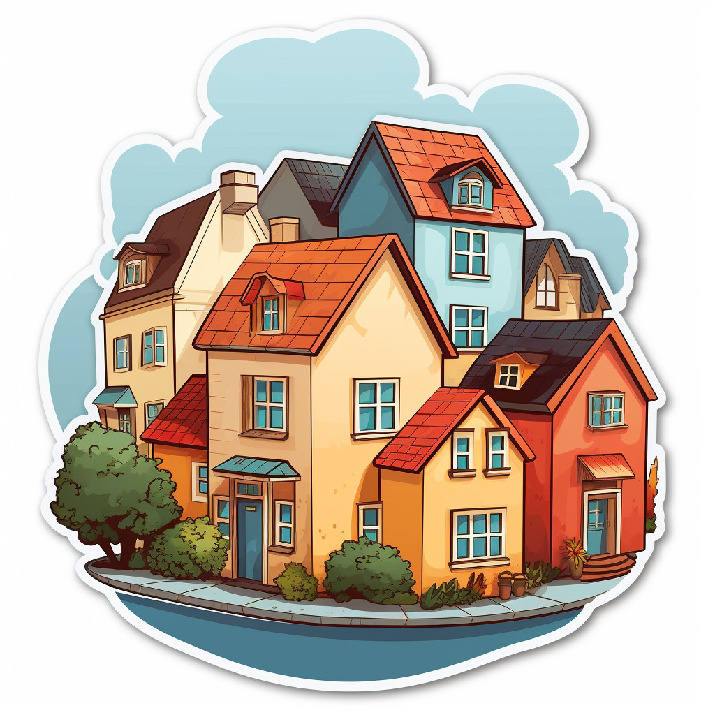 Sticker of Flat Houses