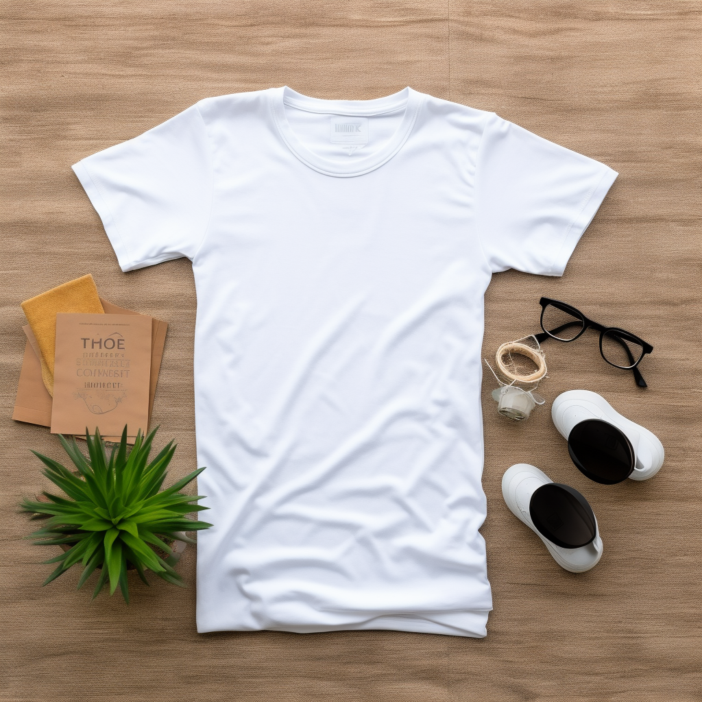 Mockup of Bella Canvas 3001 White Shirt with Skateboard