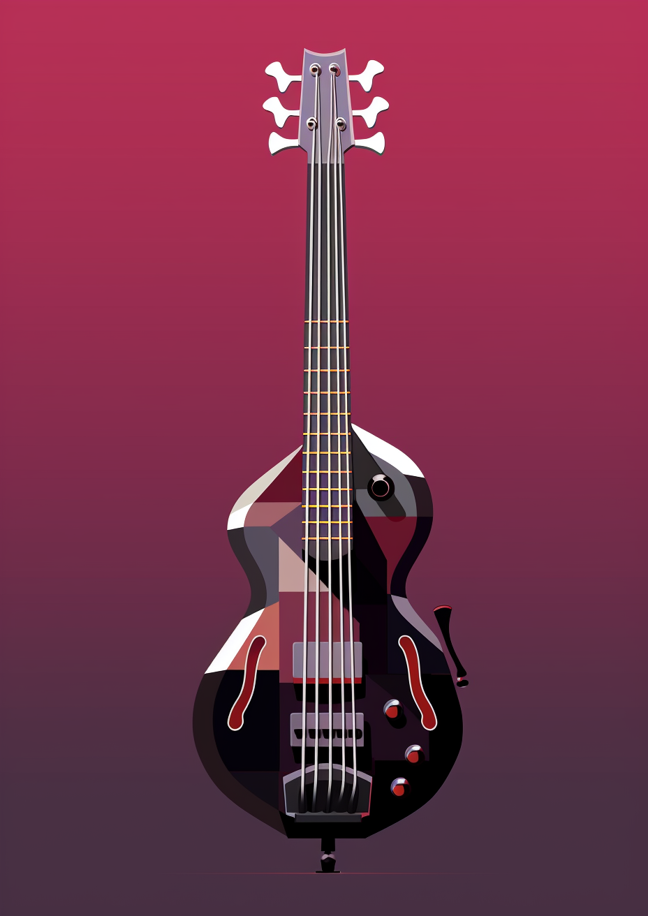 Flat modern 4-string bass illustration