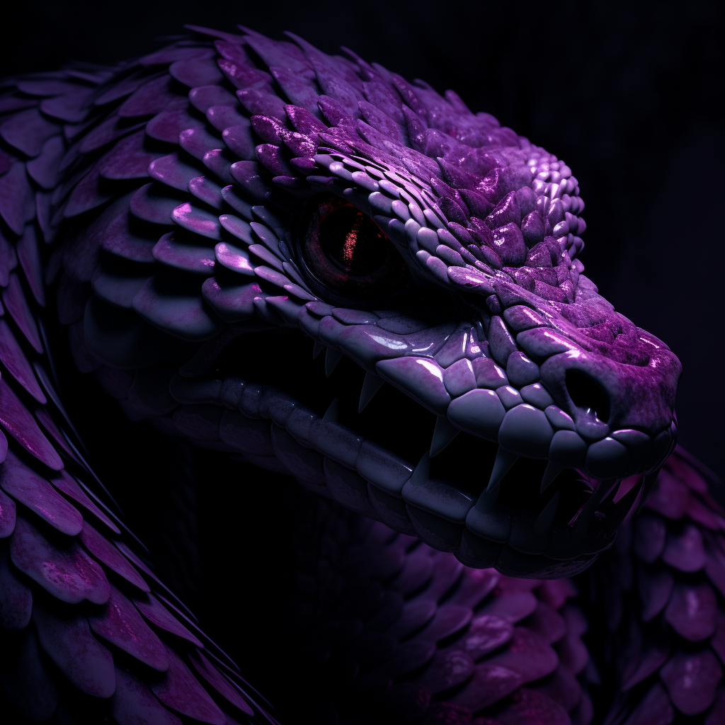 Dark purple venom on flat purple background