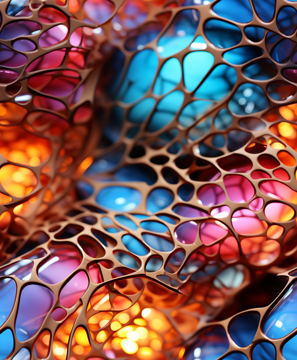 Beautiful fractal voronoi golden bacteria art in ceramic