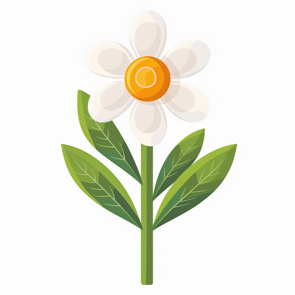 White spring flower flat icon