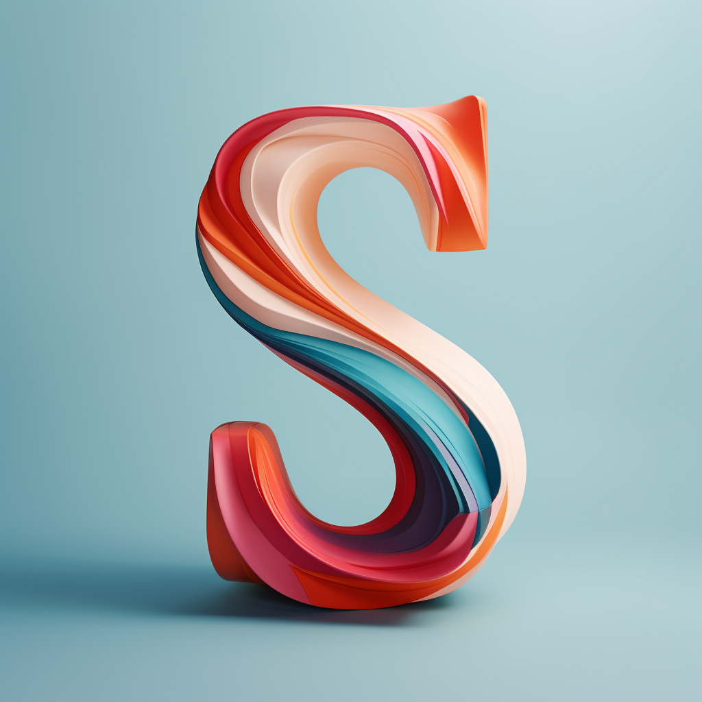 3D letter 'S' on a flat surface