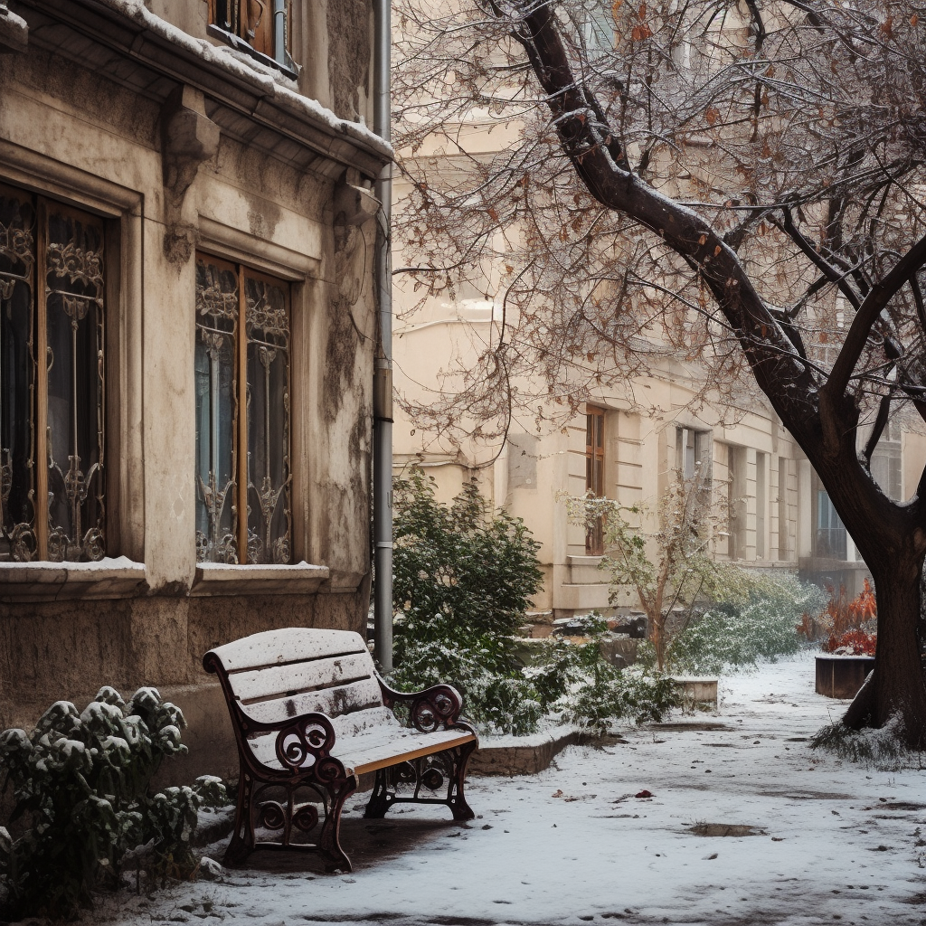 Flat in Baku covered in snow