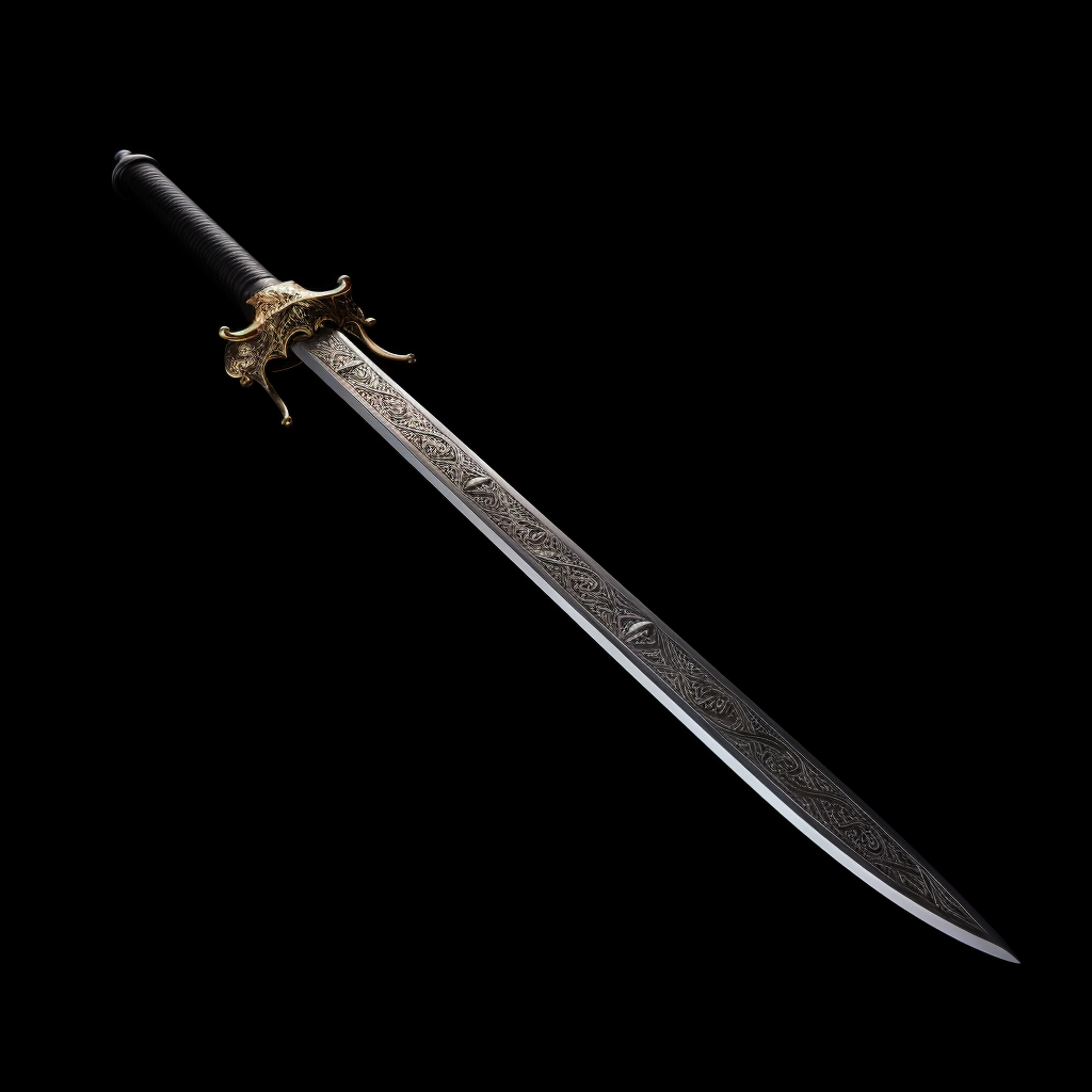 Flat sword on black background