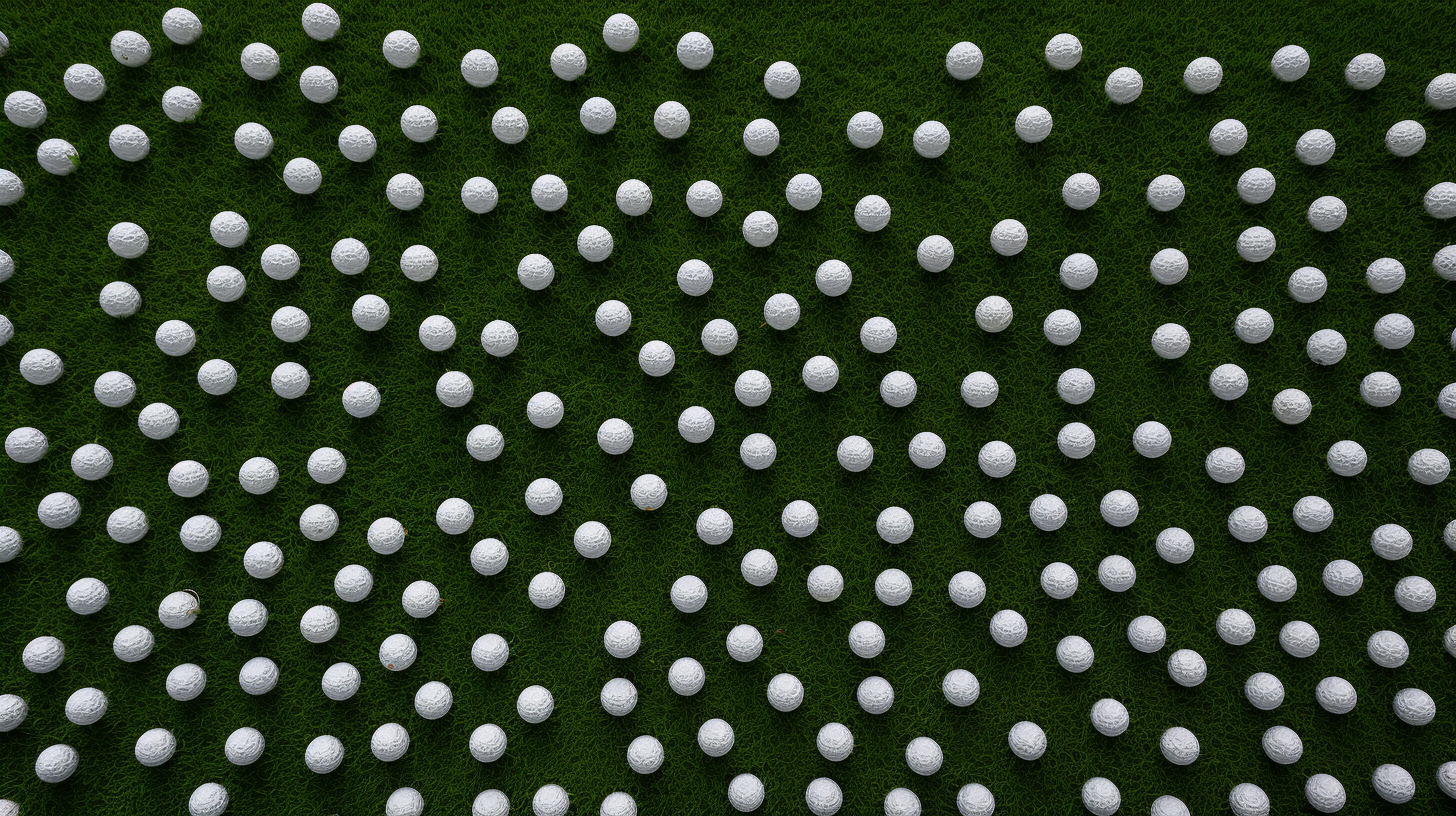 Golf balls on flat turf from above