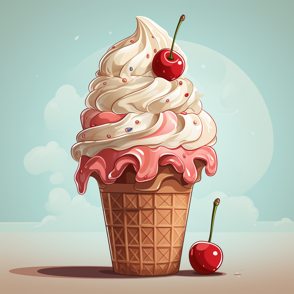 Yummy ice cream cone illustration