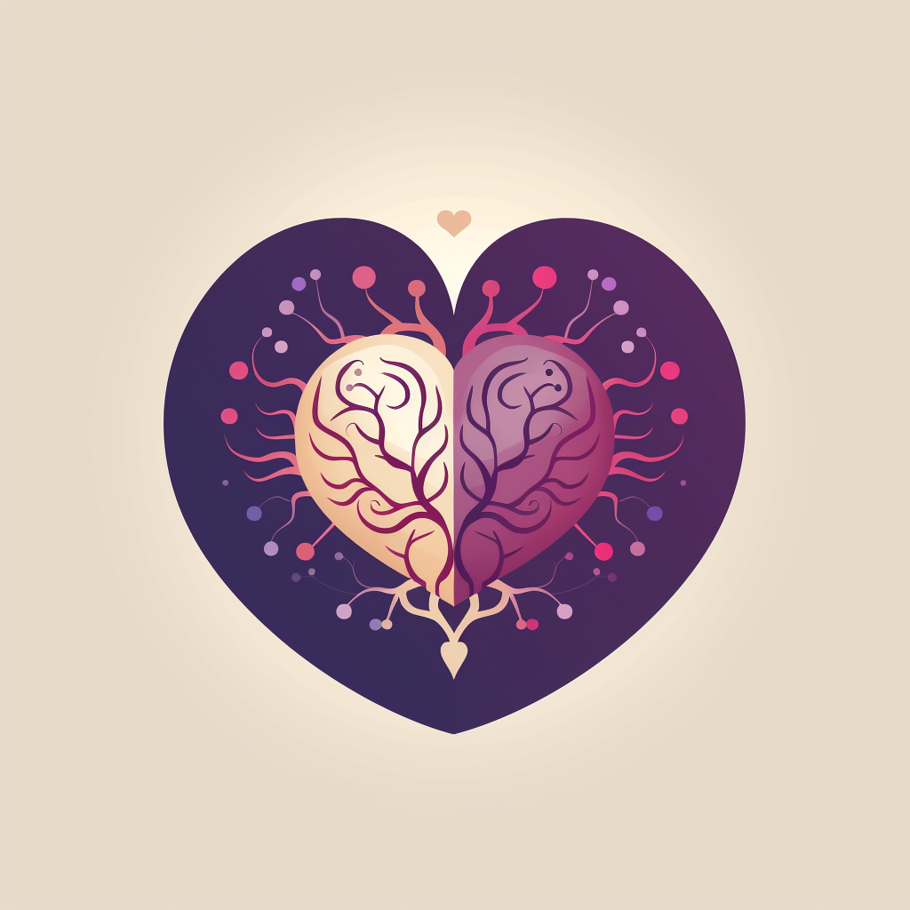 Flat art logo of a peaceful heart brain