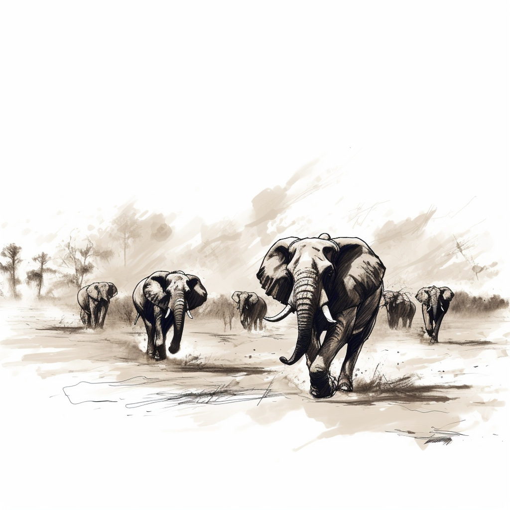 Sketch of African animals running