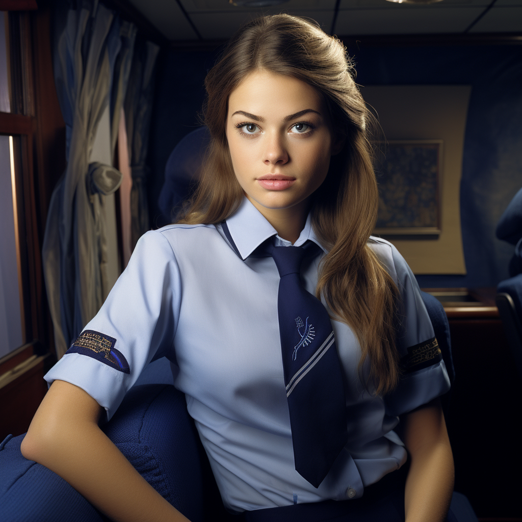 Smiling flight attendant in uniform