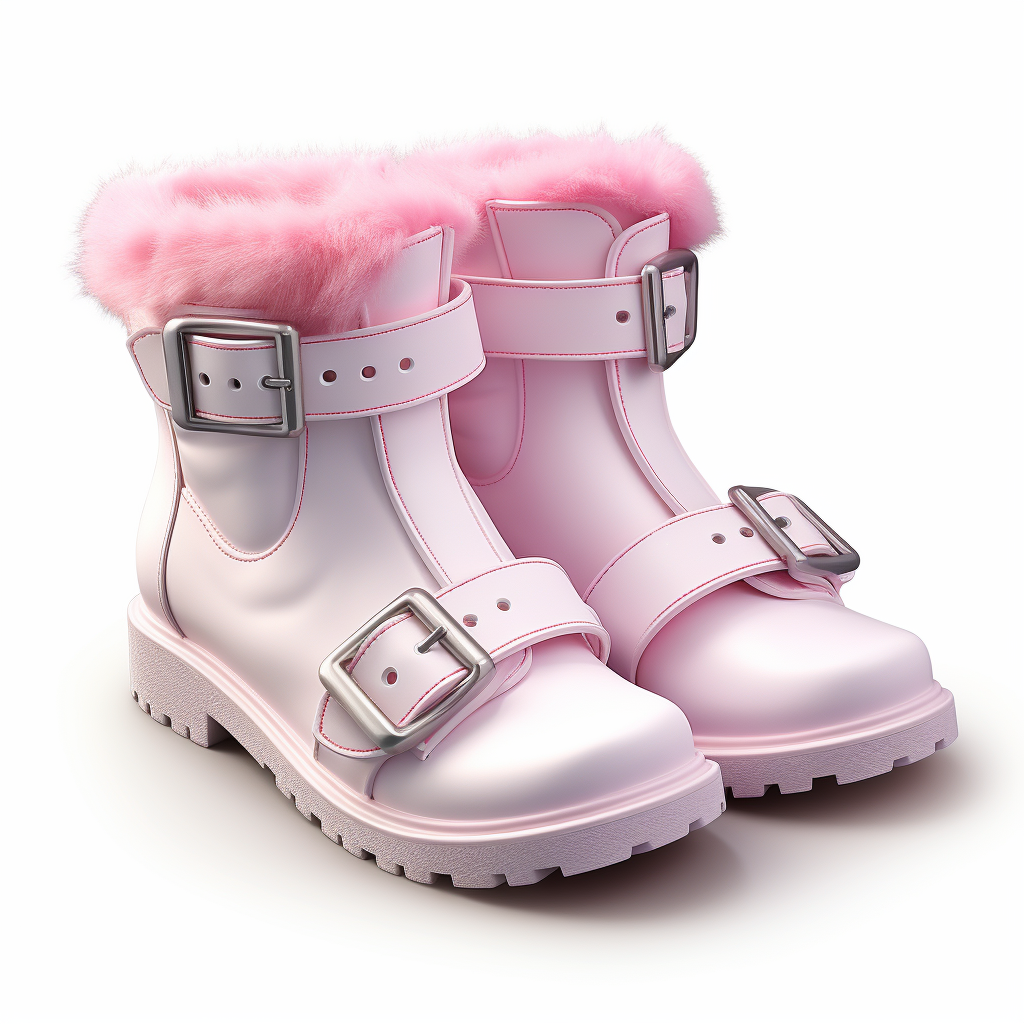 Winter boots with pink fur and buckles