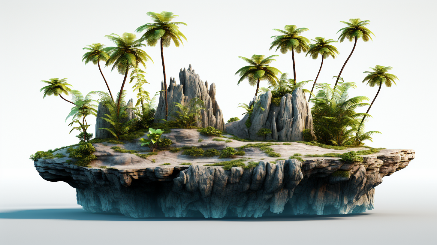 Float Island Landscape White Background