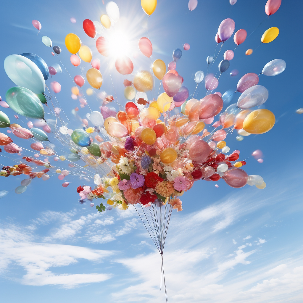 Top-down view of floating balloon flower