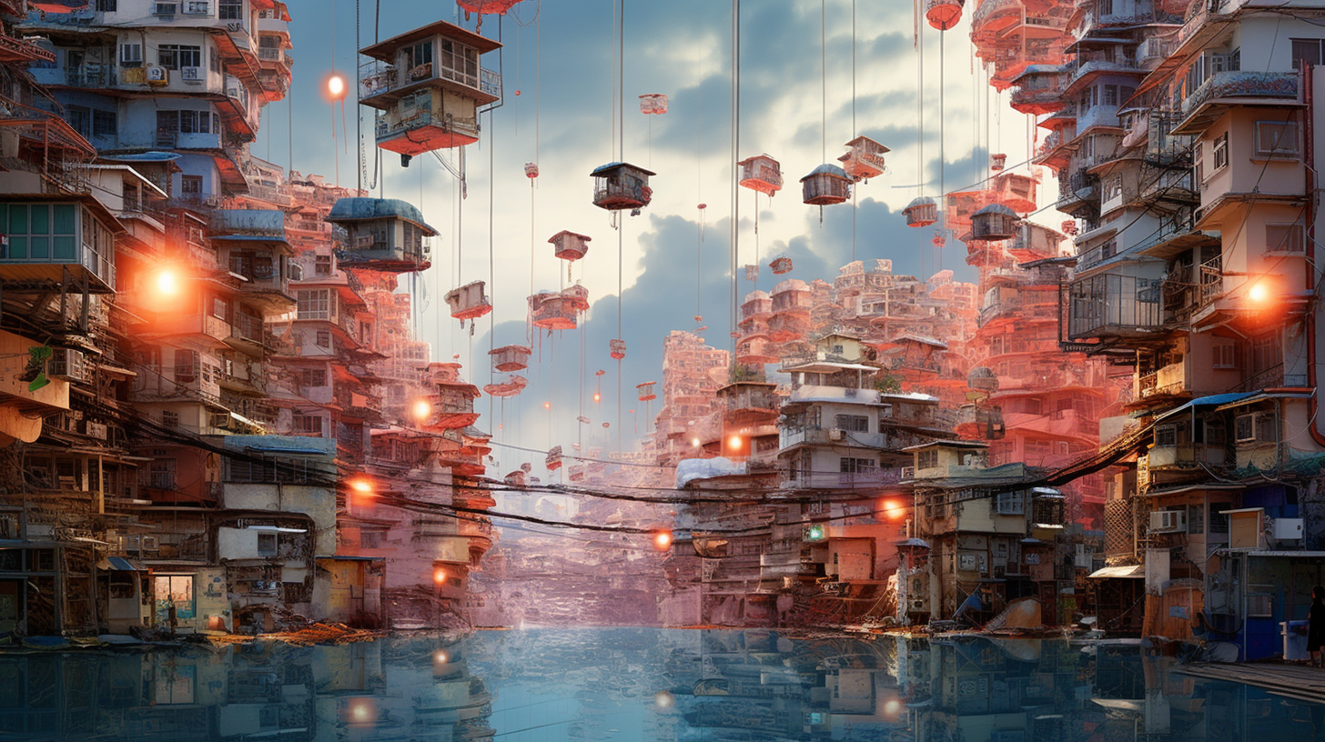 Surreal floating buildings in Seoul