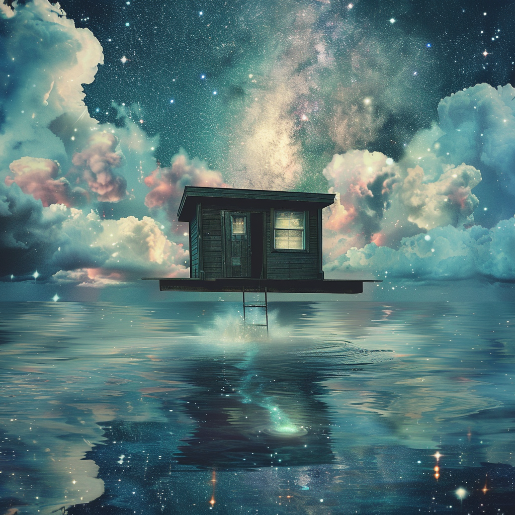 Transparent cabin galaxies floating clouds