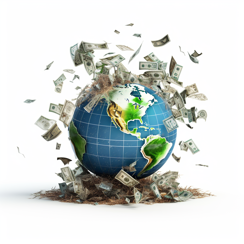 Floating Earth Banknotes Stock Market