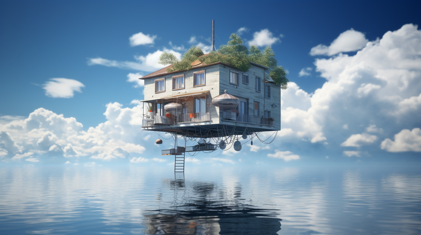 Floating house in sky