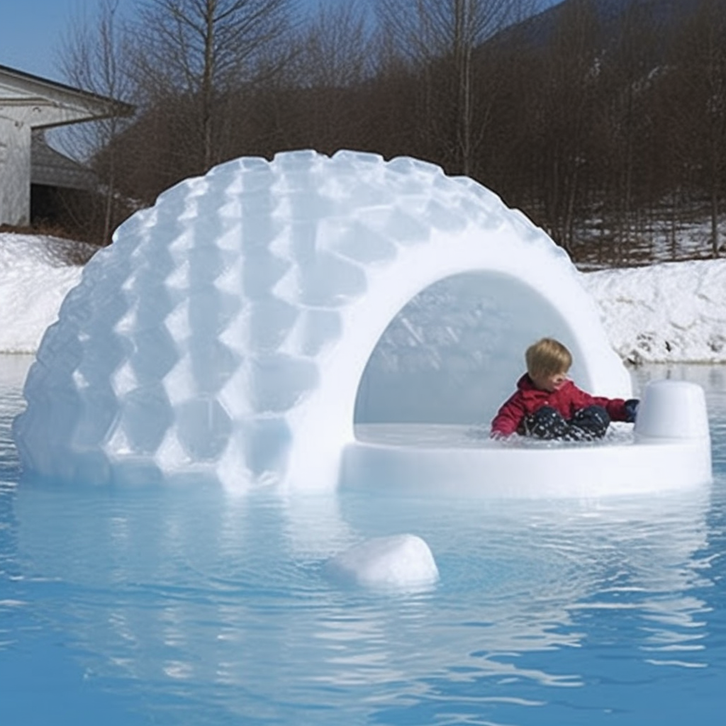 Colorful plastic igloo slide in icy design