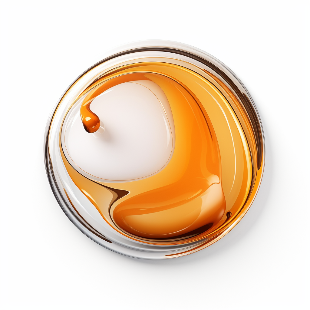 Abstract futuristic chrome object with floating orangish icon