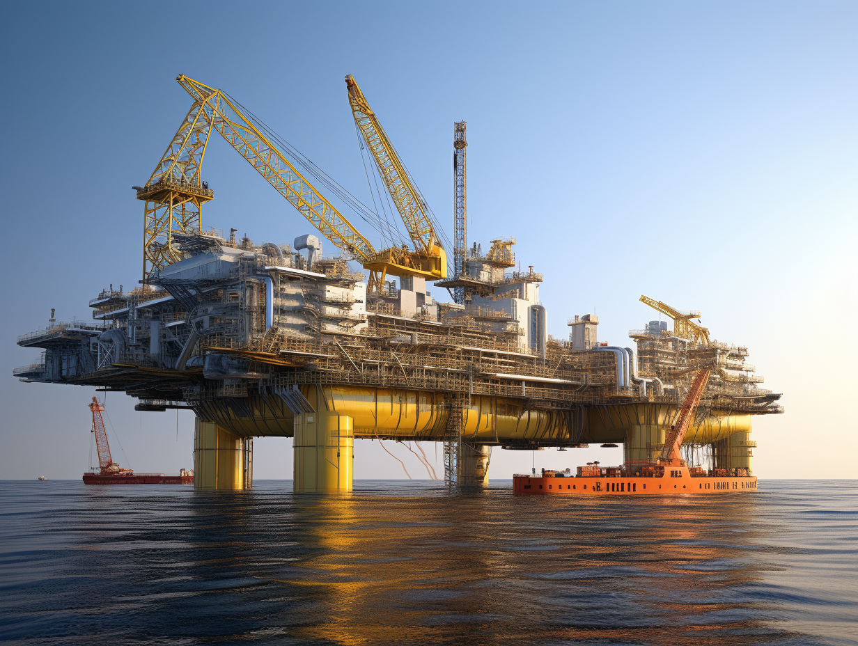 Award-winning photo of FPSO ship with cranes extracting oil