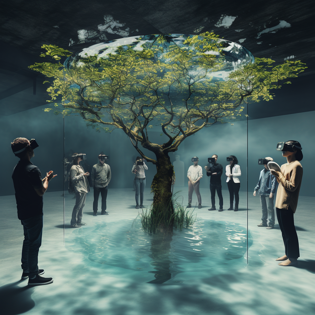 Virtual Reality: Floating Tree Being Watered