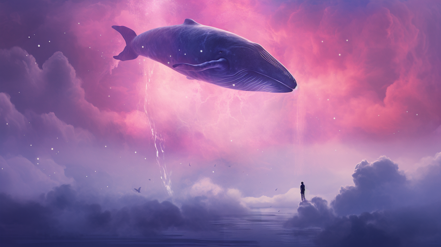 Whale Floating in Pink and Purple