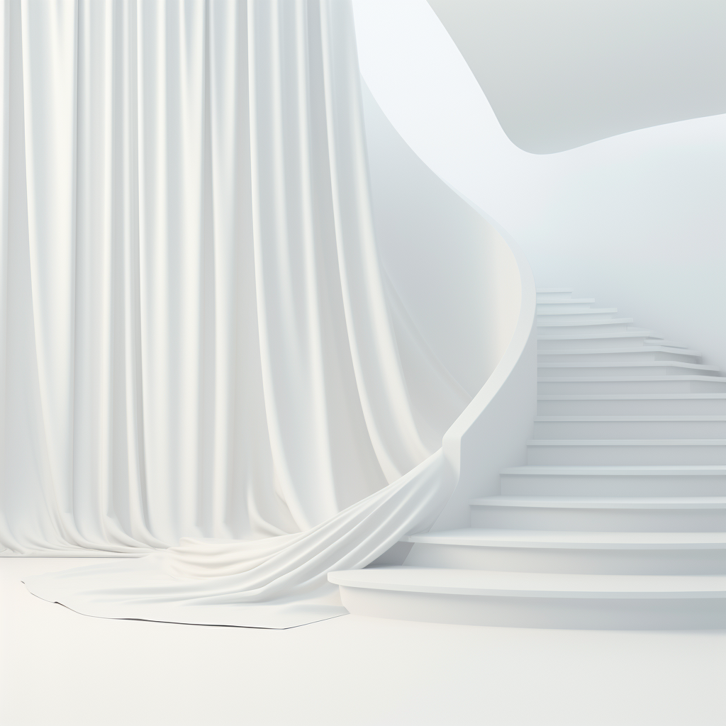 Minimalistic floating white fabric stairs