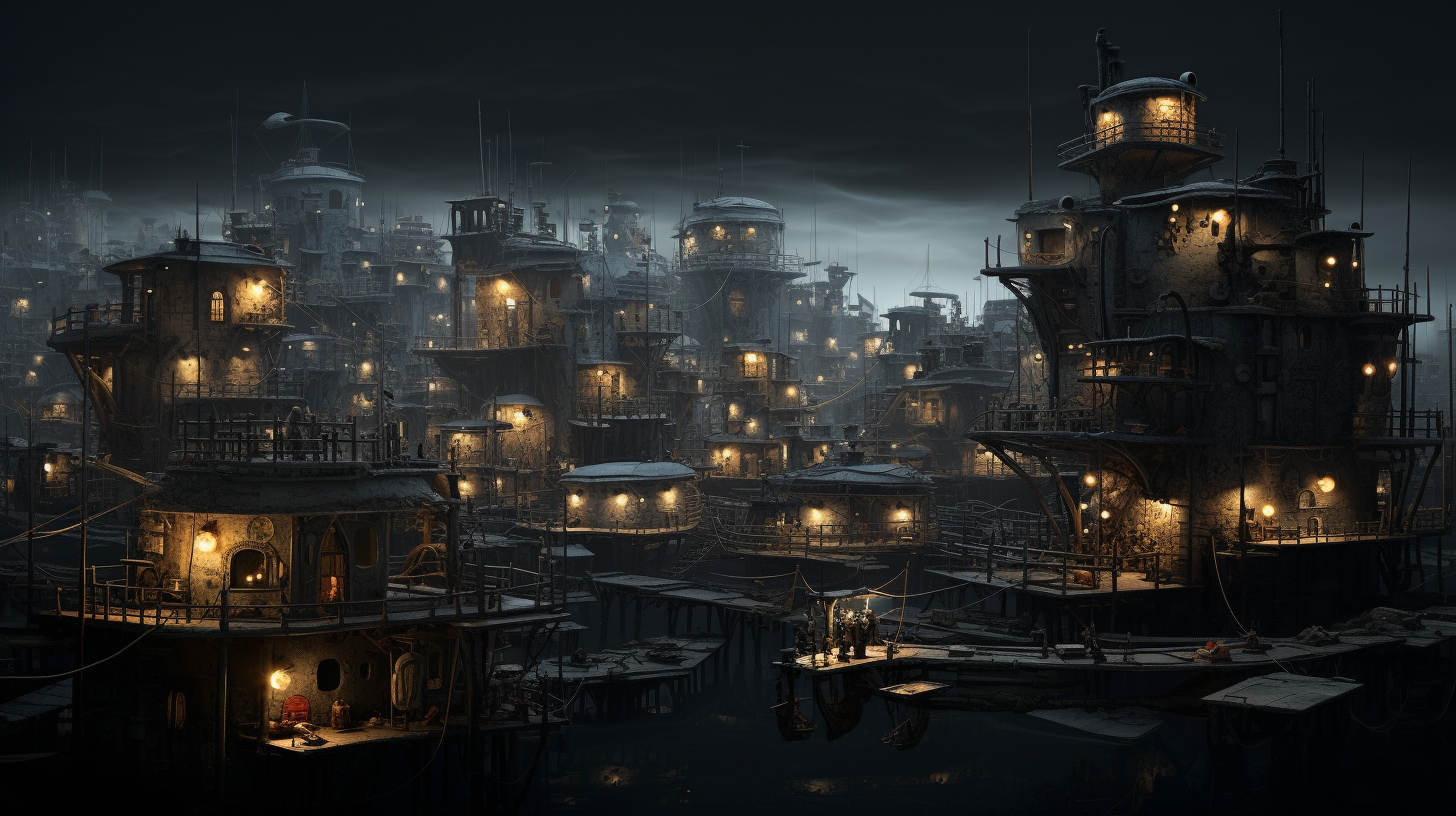 Small Floating Cities Industrial Ominous