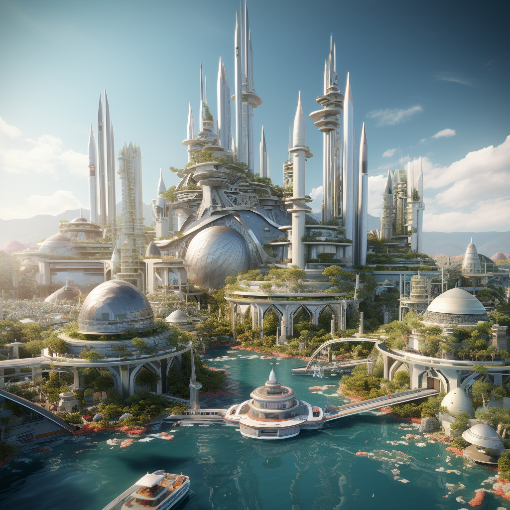 Aerial view of the diverse floating city