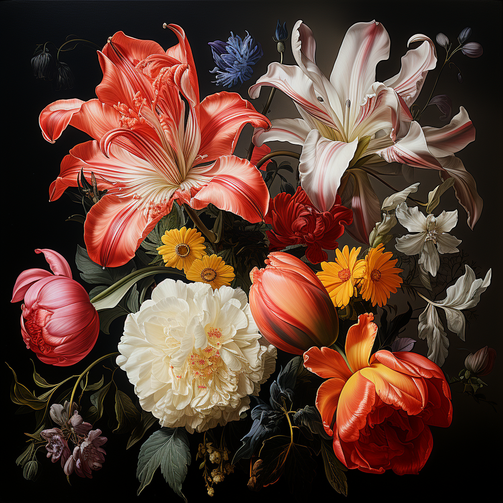 Colorful floral still life artwork