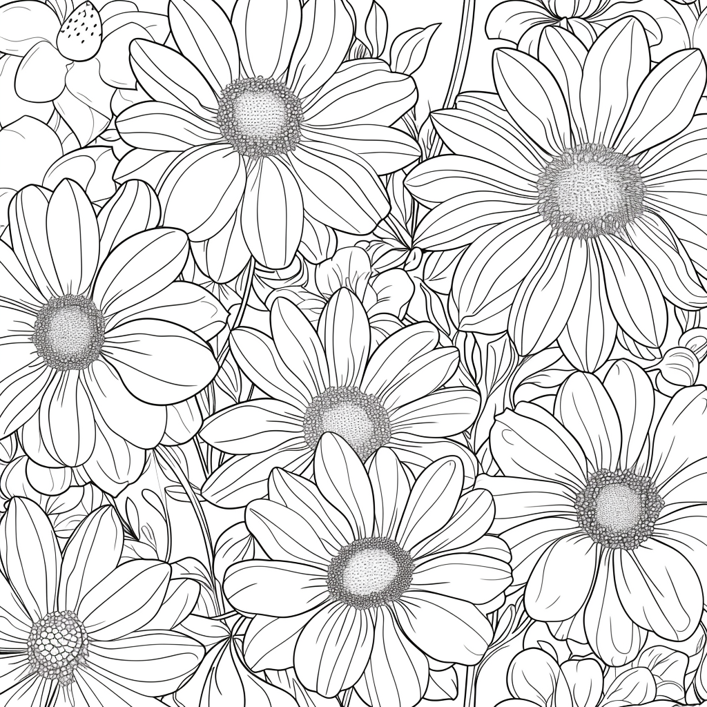 Floral coloring book in high definition