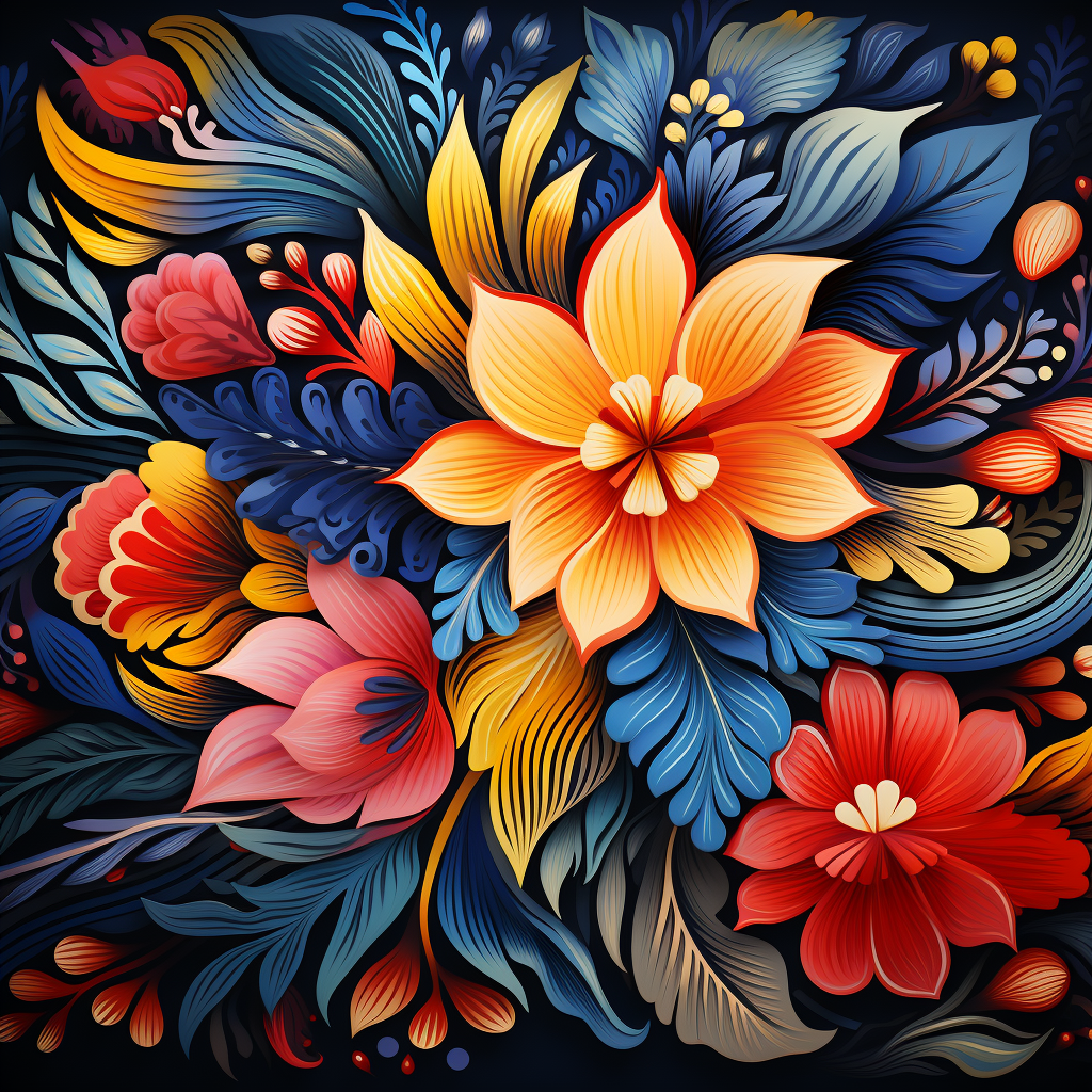 Native Costa Rican Floral Pattern in Chorotega Pottery Style Desktop Background