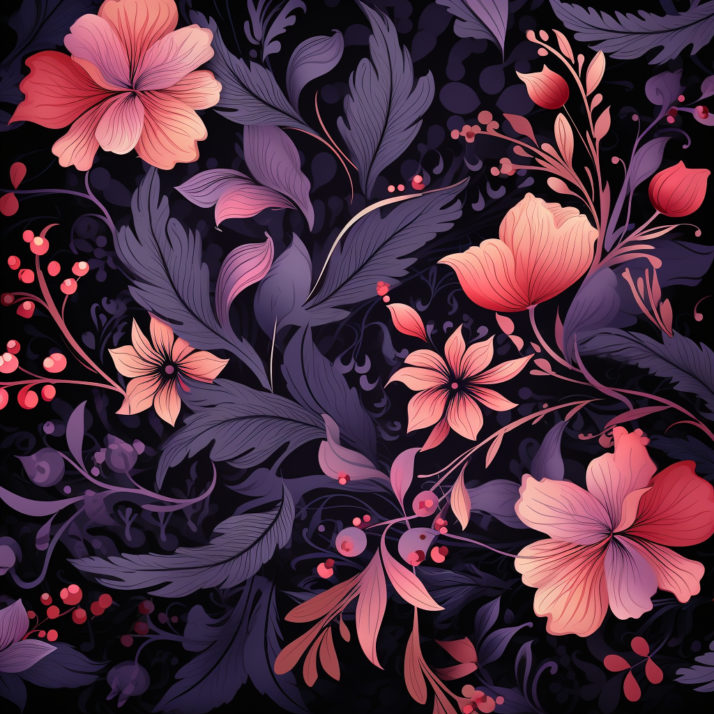 Abstract Floral Pattern on Dark Background