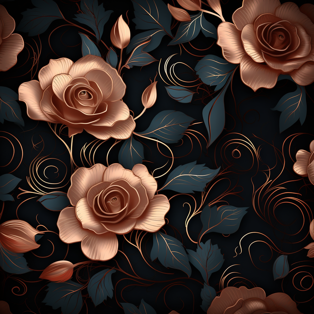 Floral Pattern with Rose Gold - 2Moons.ai