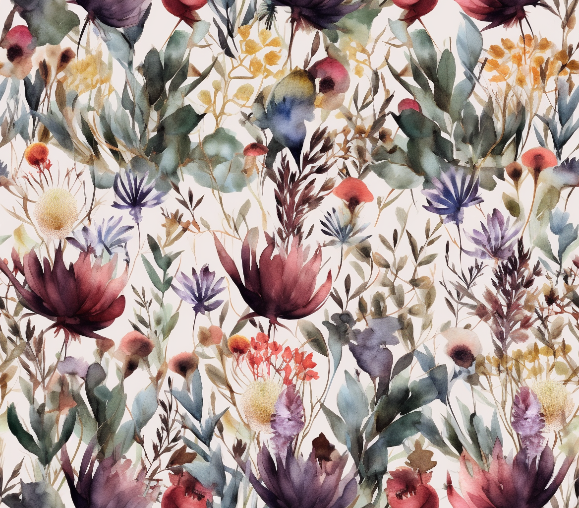 Watercolor Botanical Floral Pattern